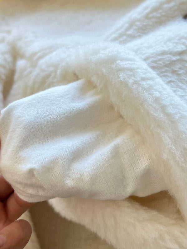 Max Mara 26s Teddy Bear Long Coat Off White Alpaca Wool Silk 429243