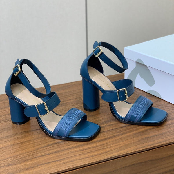 CD J'Adior High-Heel Sandals 8cm Blue Cowhide Canvas 793126