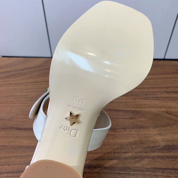 CD J'Adior High-Heel Sandals 10cm Cream Cowhide Canvas 793135