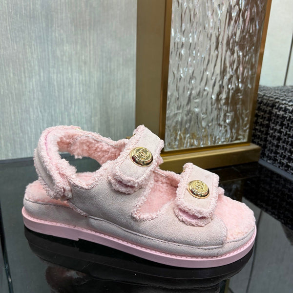CC 26s Dad Sandals Light Pink Suede Shearing 970113