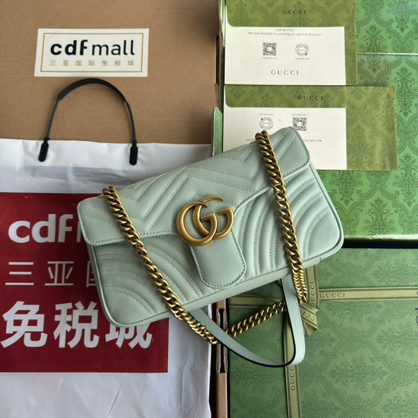 gg marmont 26cm turquoise calfskin gold hardware