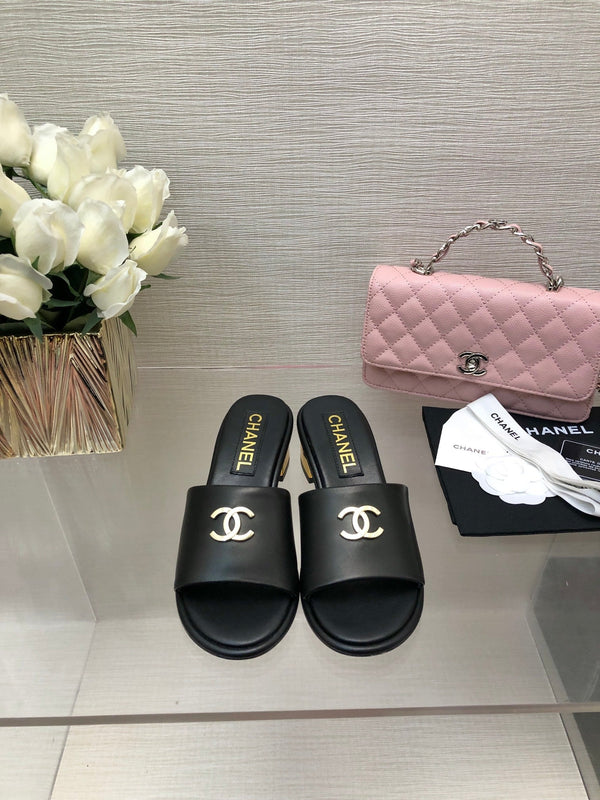 CC 25C Mid Heel Mule Black Genuine Calfskin 212956