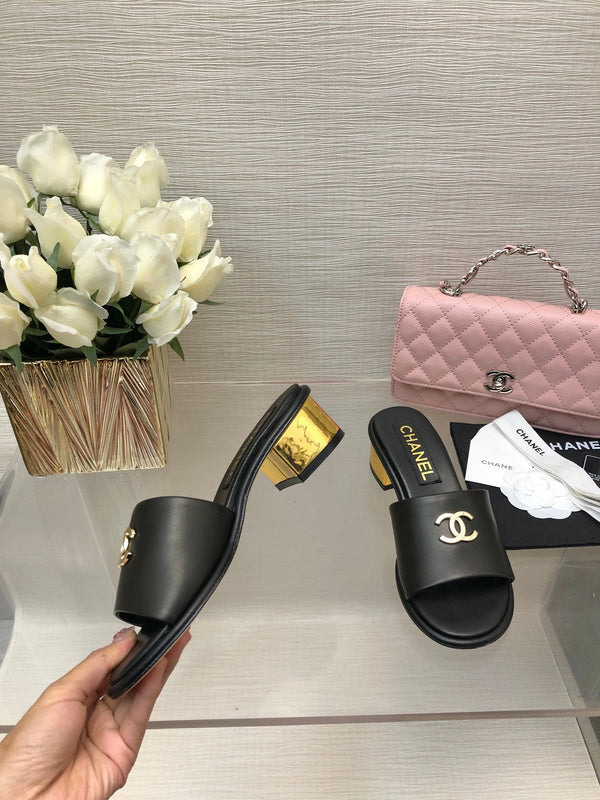 CC 25C Mid Heel Mule Black Genuine Calfskin 212956