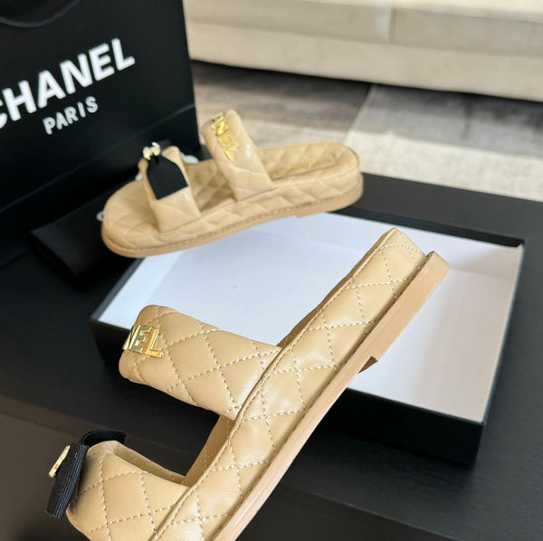 Mule Sandals Lambskin Beige Cream