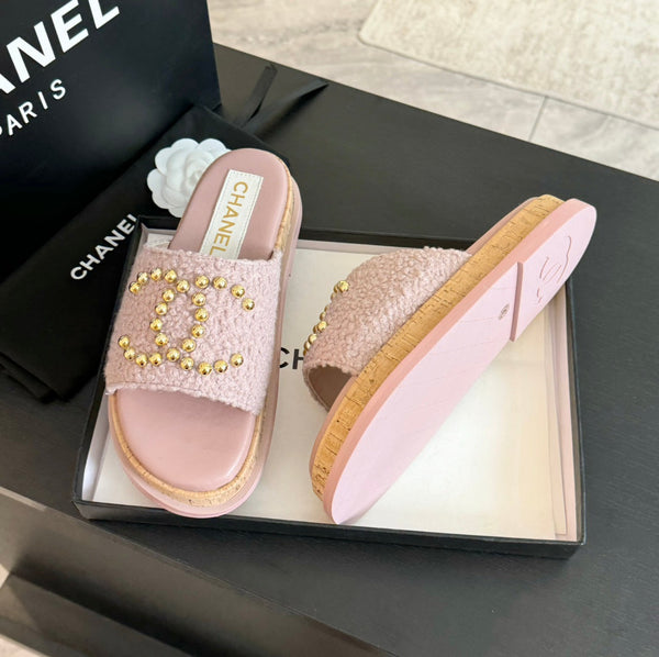 CC 25C Slippers Pink Satin Fabric 212977
