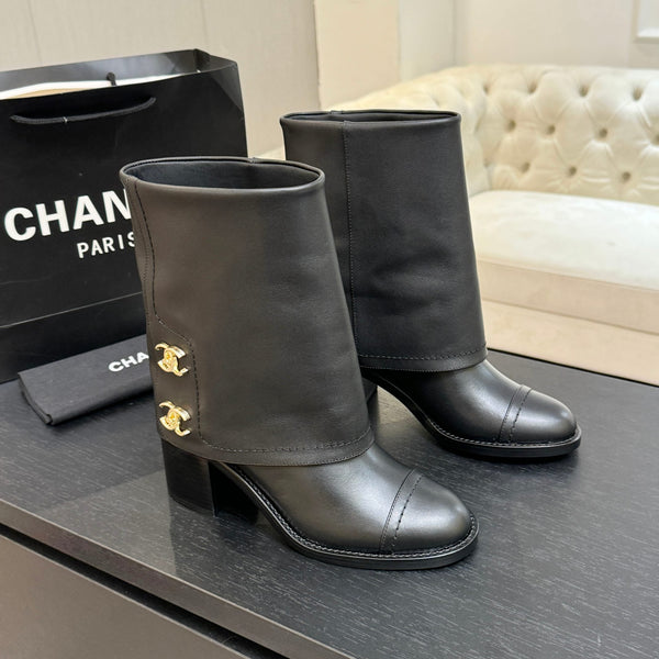 CC 26s Chunky Heel Trouser Ankle Boots Black Sheepskin 673034