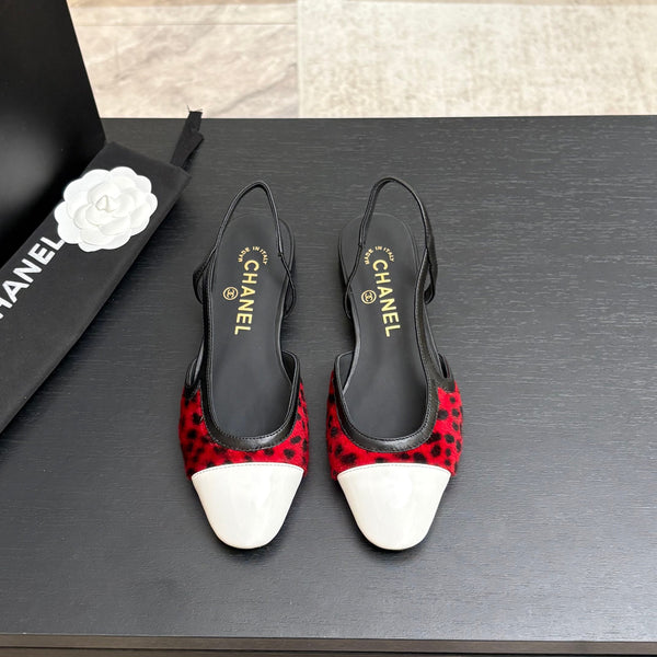 CC 26s Classic Slingback Flat Black Red White Horsehair Patent Leather 907631