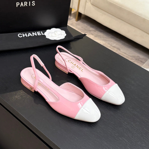 CC 26s Classic Slingback Flat Pink White Patent Leather 907642