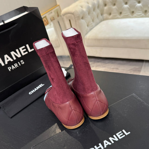 CC 26s Cap-Toe Sock Boots Burgundy Suede Leather 106822