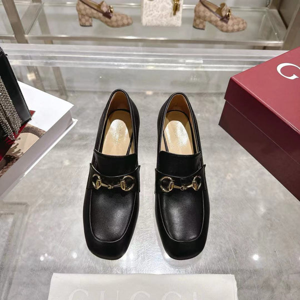 GG Women's Loafer Pump 55mm Horsebit Black Soft Cowhide 502606