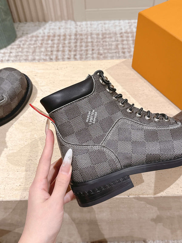 LV Ankle Boots Grey Black Damier Canvas 555690
