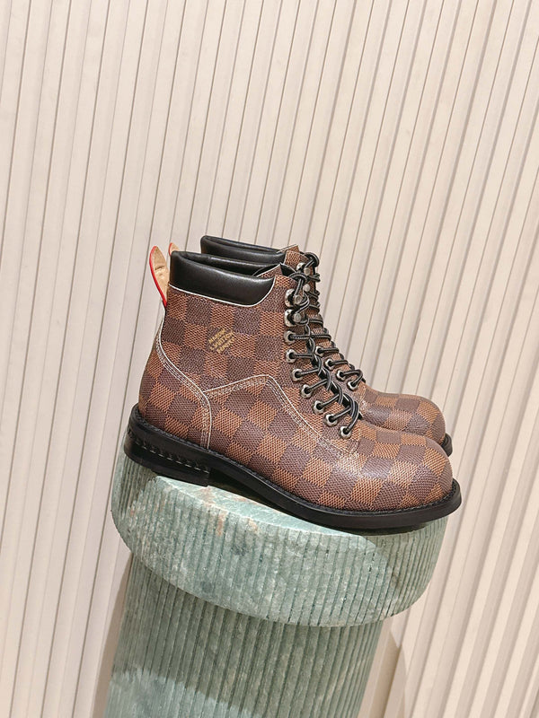 LV Ankle Boots Brown Damier Canvas 555691