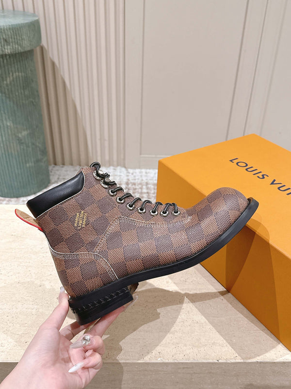 LV Ankle Boots Brown Damier Canvas 555691