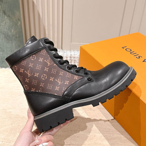 LV Boot Ranger Boots Black Brown Monogram Canvas & Cowhide 556605