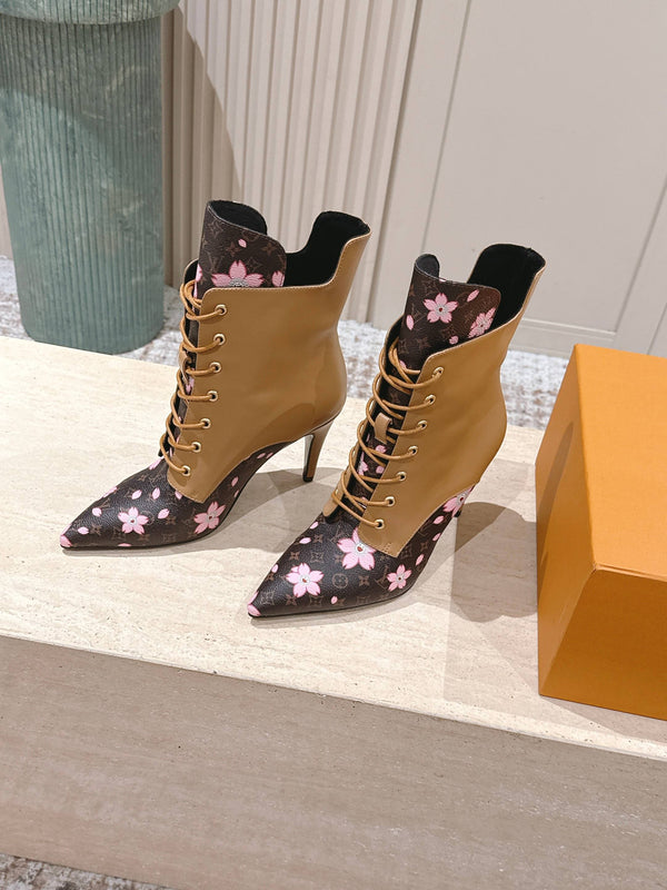 LV AW25 Ankle Boot Brown Monogram Canvas & Plain Calf Leather 555616