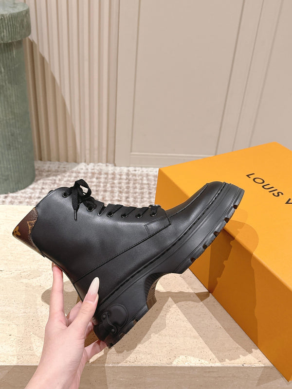 LV Squad Lace-up Ankle Boot 5cm Black Cowhide 576971