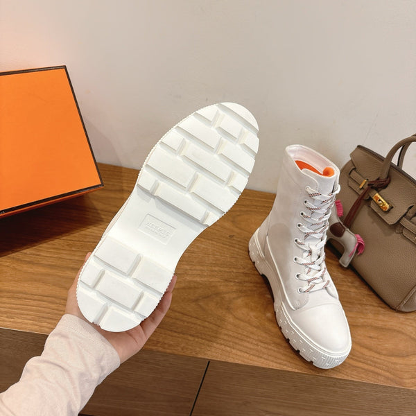 HM 26S Fresh Ankle Boots 4cm White Suede Leather 110601