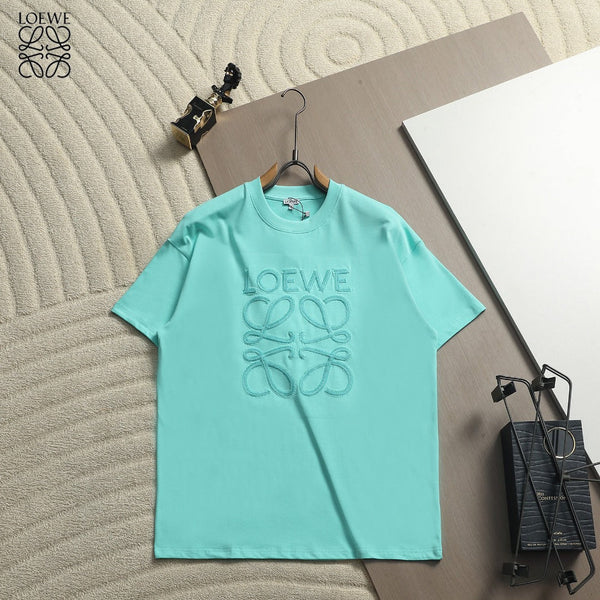 Loewe Men Logo Loose-Fit T-Shirt Light Blue Cotton