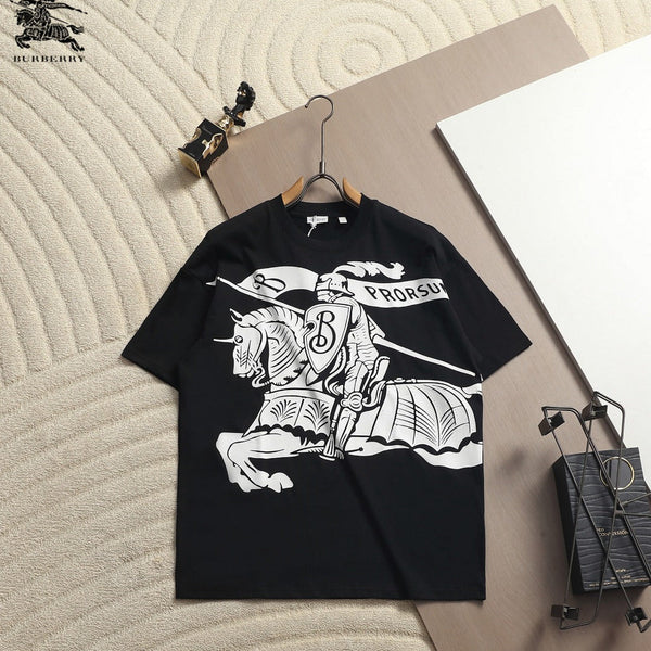 Burberry Men Knight Oversized T-Shirt Black White Cotton
