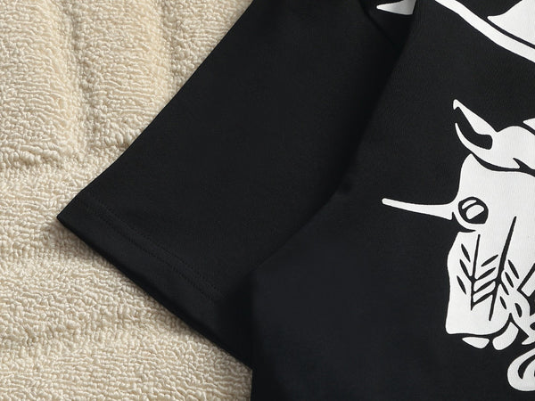 Burberry Men Knight Oversized T-Shirt Black White Cotton
