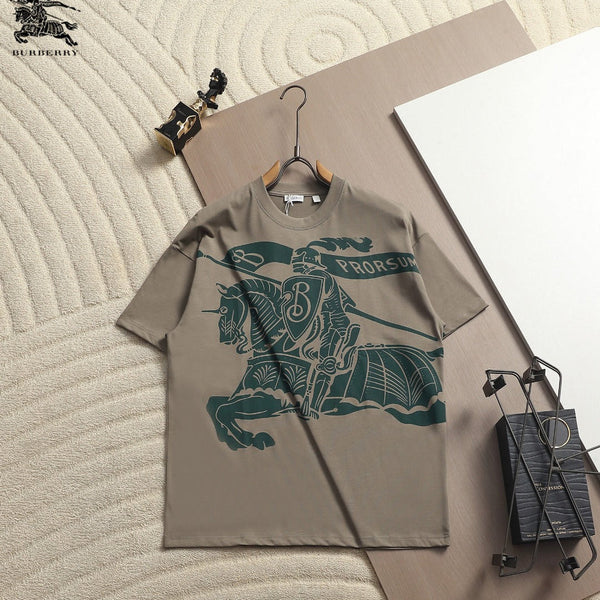 Burberry Men Knight Oversized T-Shirt Green Taupe Cotton