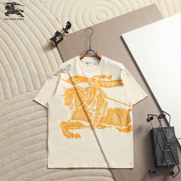 Burberry Men Knight Oversized T-Shirt Cream Yellow Cotton
