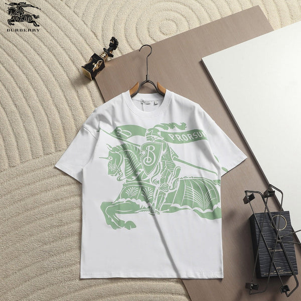 Burberry Men Knight Oversized T-Shirt Green White Cotton