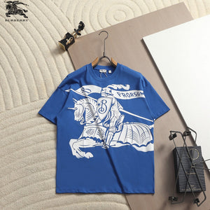 Burberry Men Knight Oversized T-Shirt Blue White Cotton