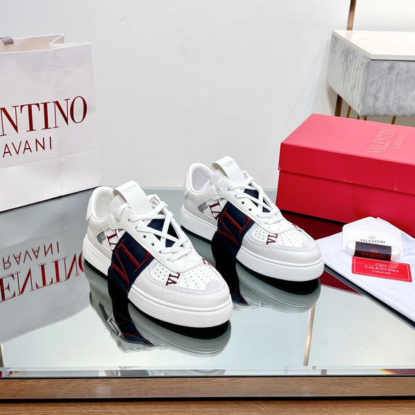 valenti low top vl7n white calfskin black red canvas
