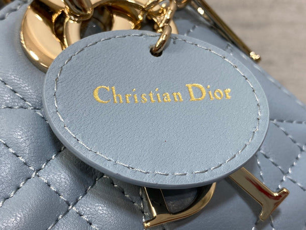Lady Bag 17cm Celeste Blue Grey Lambksin
