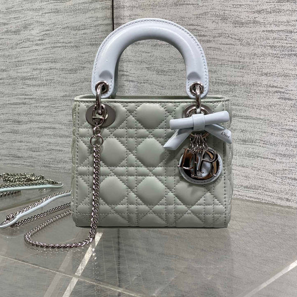 CD 2026 Mini Lady Dior Bag Grey Charcoal Lambskin 286581