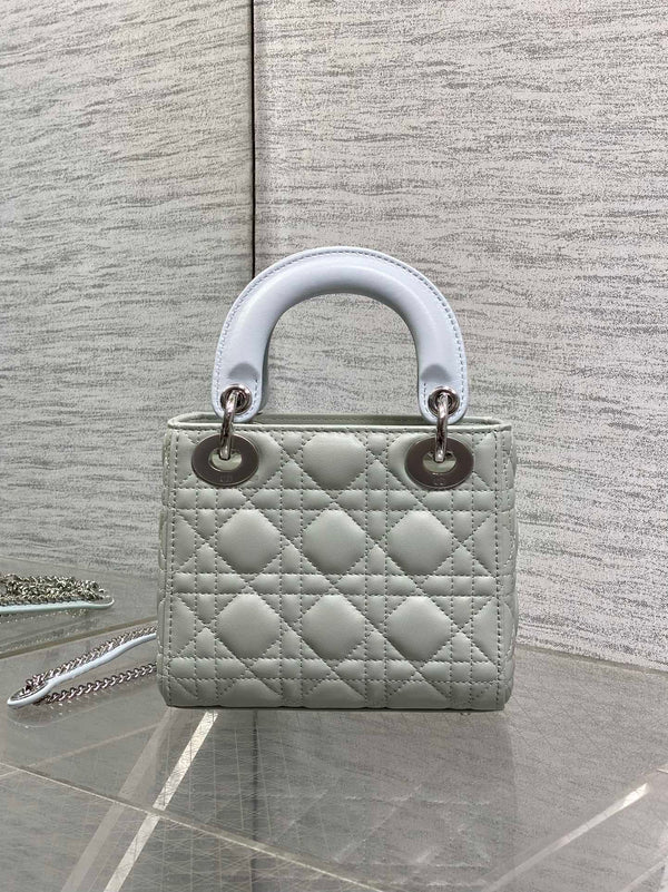 CD 2026 Mini Lady Dior Bag Grey Charcoal Lambskin 286581
