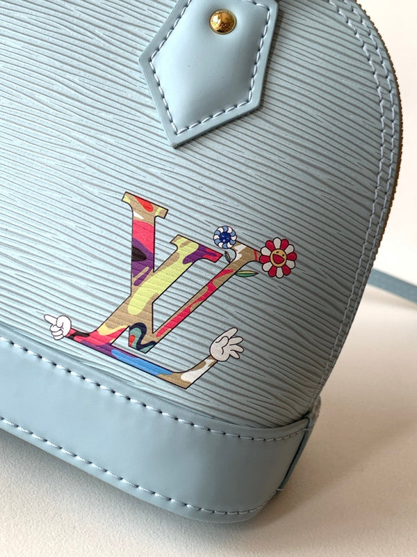 LV x TM Alma BB M13670 Handbag 23.5cm Light Blue Epi Grained Cowhide