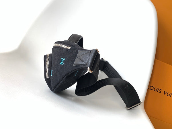 LV M13961 Rush Bumbag Black LV Blason Denim & Cowhide