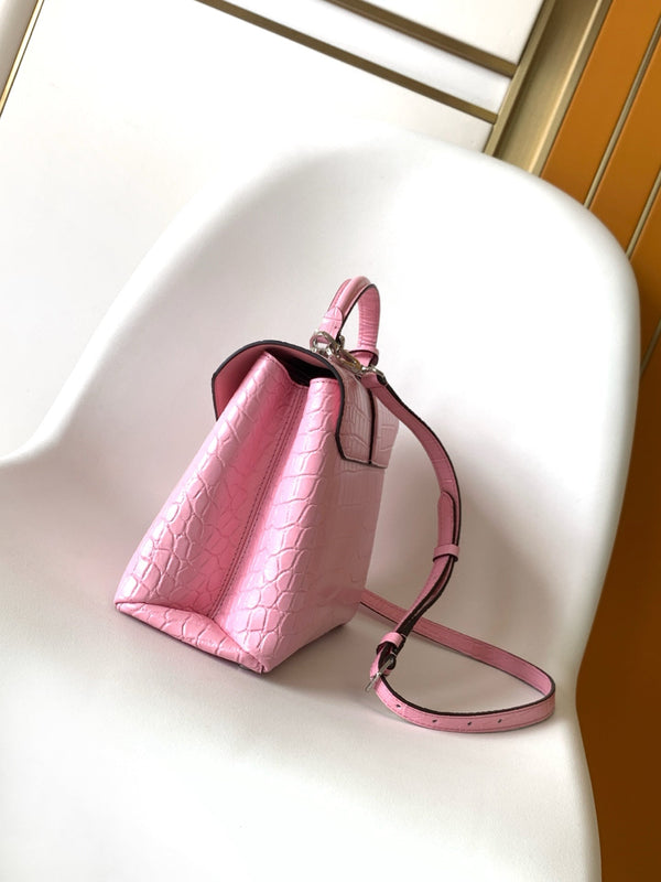 LV 25s Rose Des Vents Handbag 27cm Pink Crocodile Metal HW