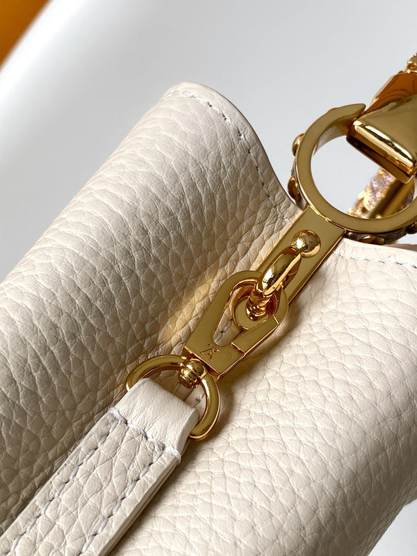 LV Capucines Mini Bedazzled Flower Handle Off White Taurillon leather
