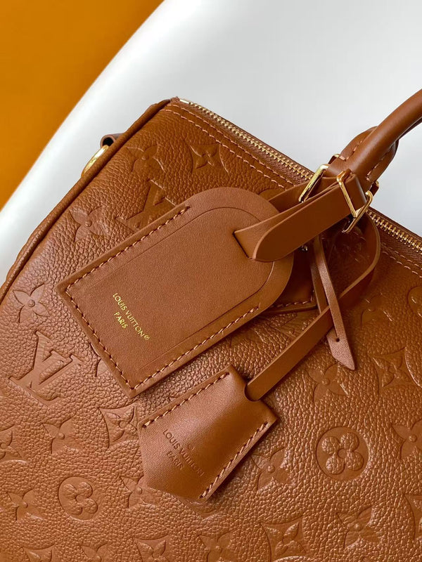 LV M28662 Speedy Soft 30 Bag Brown Monogram Empreinte Leather