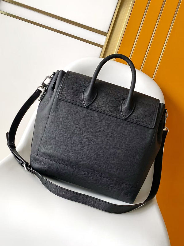 LV Steamer 30 Handbag Black Calfskin