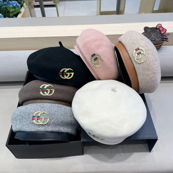 BERET HAT IN ASH GRAY WOOL 406885