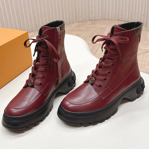 LV 2026 Laureate Platform Desert Boot Burgundy Calfskin 595452