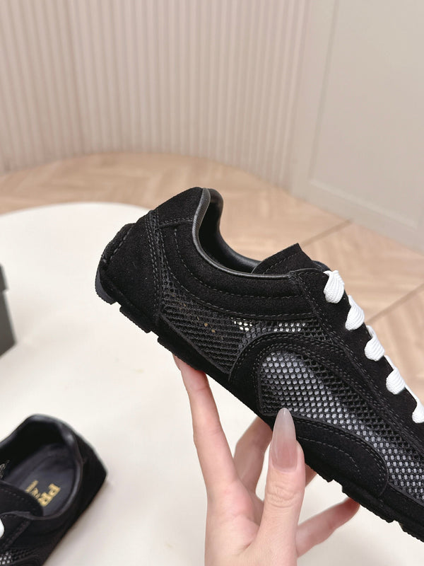 Prada 26ss German Training Black Suede Mesh 644215