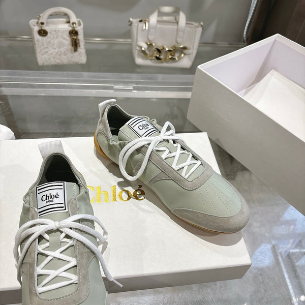 Chloe ballet flat casual shoes light sage green cowhide 518813
