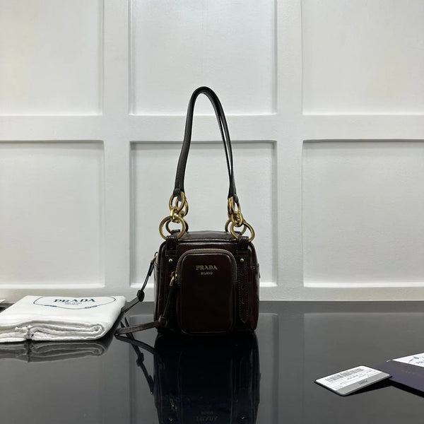 Prad 2026 Dangle Mini Handbag 14.5cm Patent Calfskin