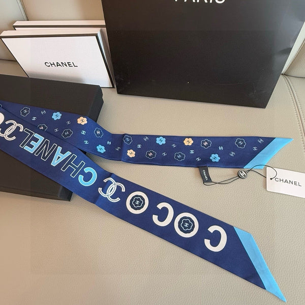 CC Twilly Mini Scarf 120cm Dark Blue Mulberry Silk 949094
