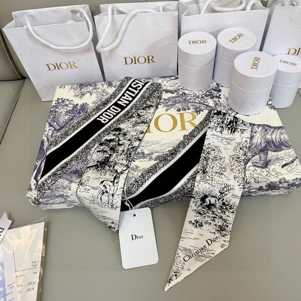 CD Twilly Mini Scarf 105cm Black Mulberry Silk 976491