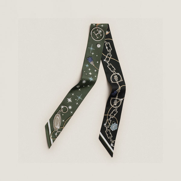 HM Twilly Mini Scarf 105 Dark Khaki Green Silk Twill 153186