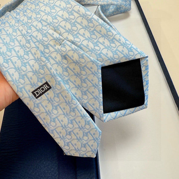 CD Oblique Tie Light Blue Silk 212104