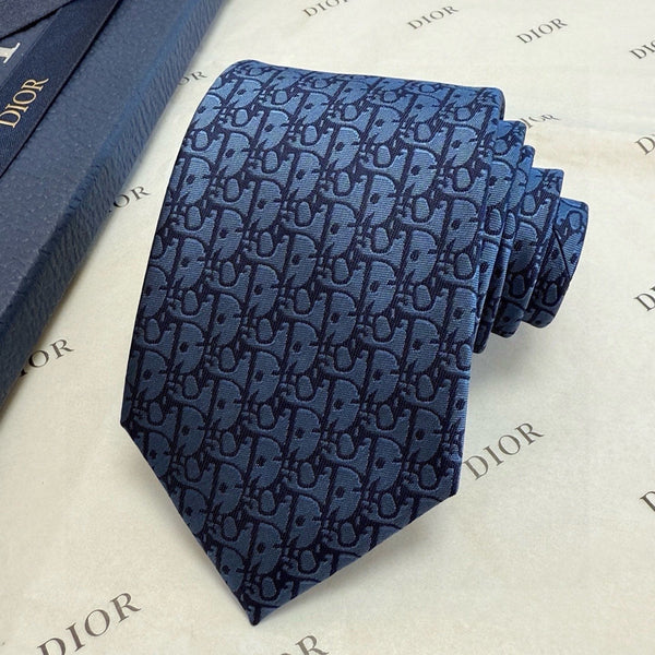 CD Oblique Tie Dark Blue Silk 212107