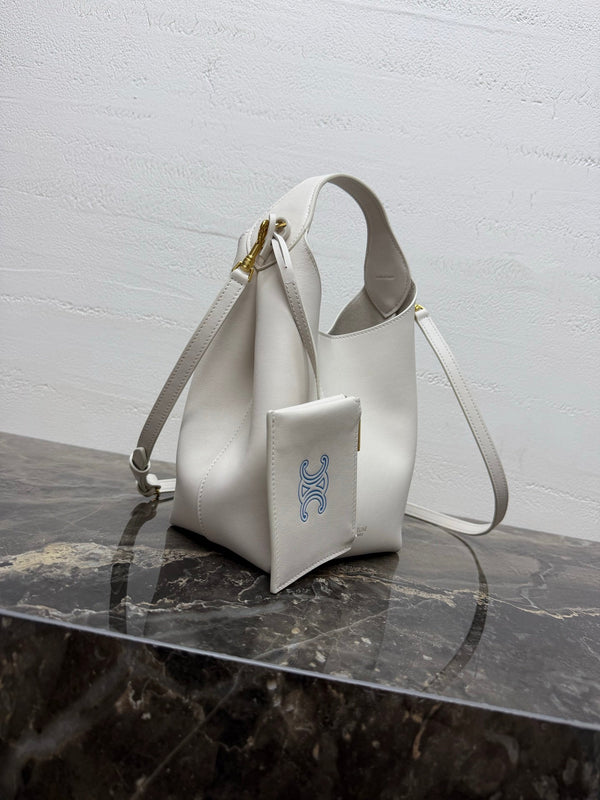 CL Small Hobo White Supple Smooth Calfskin