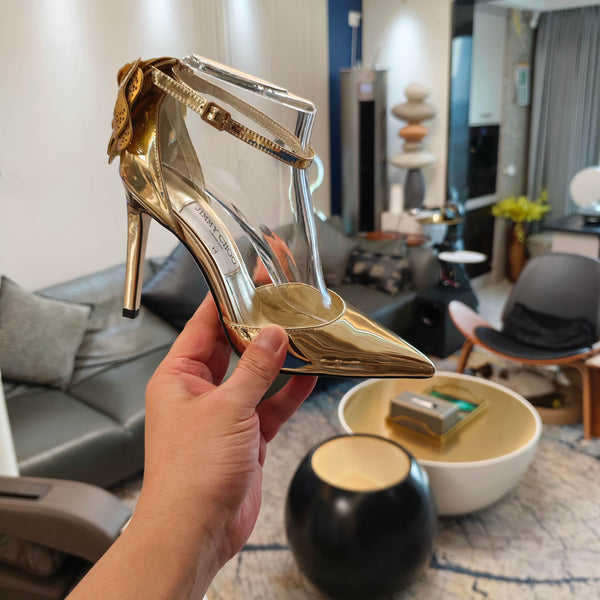 JC Marja Pumps 10cm Gold Metallic Leather 900899